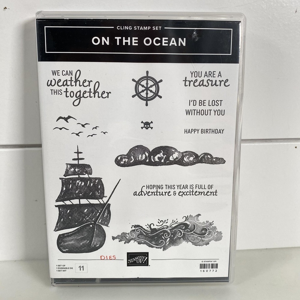 Stampin' Up! On The Ocean Cling Stamp Set + Dies Nautical Ship Sentiments 160772